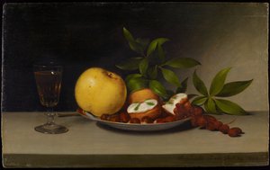 Natura morta con frutta, dolci e vino, 1821